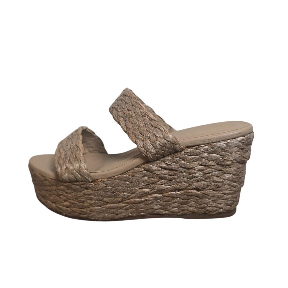 KAANAS Colombian handmade Women's woven raffia wedge platform Size 9
